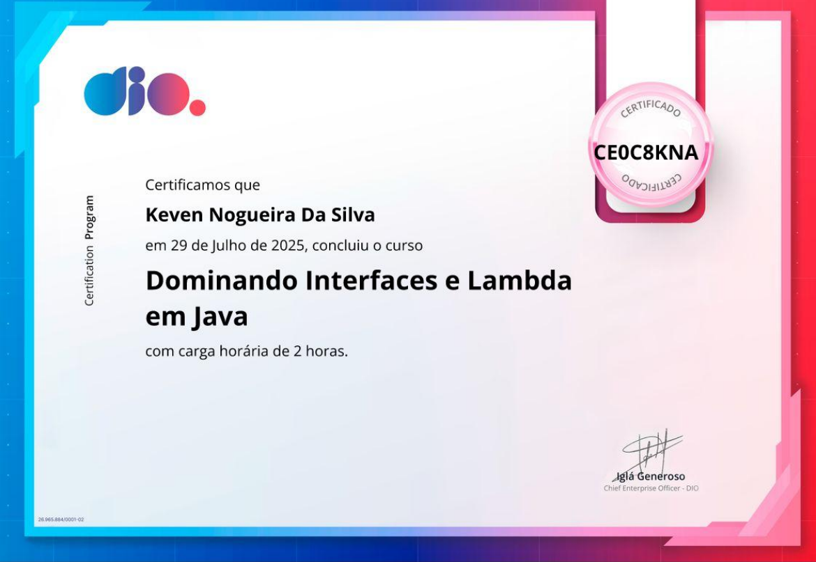 Certificado Interfaces e Lambda