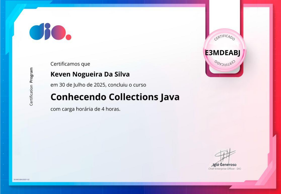 Certificado Collections Java